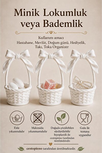 CESTOPİENO 10 Adet Minik Lokumluk Hastahane Mevlüt Doğum günü Hediyelik Bademlik