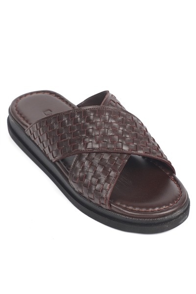 Capone Outfitters Garcon Cross-Strapped Knitted Patterned Men's Slippers