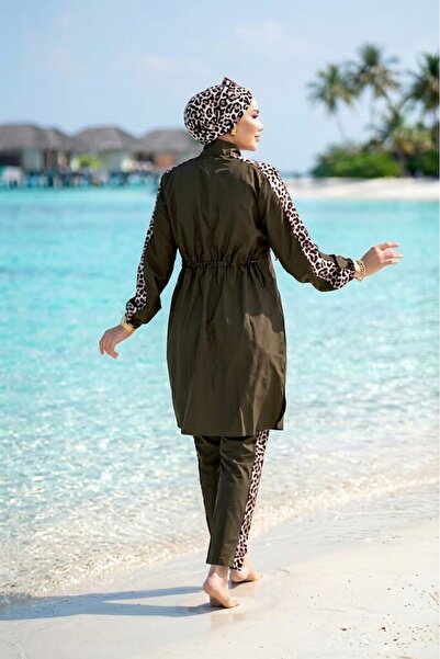 dilberfashion Işıl Model Leopard 3-Piece Set Hijab Swimsuit Set