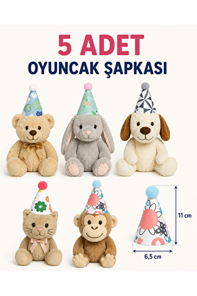asöy Doğum Günü Oyuncak için Parti Şapkası 11 cm 5 Adet Desenli fon