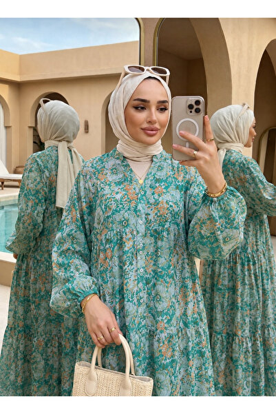 MissPuL فستان طويل من القماش المودال بأزرار للنساء
