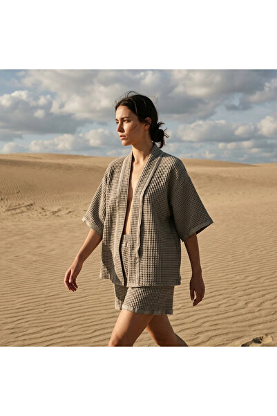 Su Koleksiyon Waffle Woven Kimono & Shorts Set