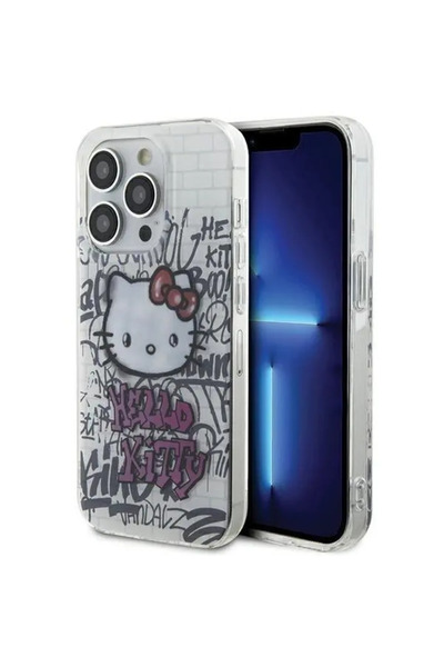 Hello Kitty Husă IML Kitty On Bricks Graffiti pentru iPhone 15 Pro Max - albă