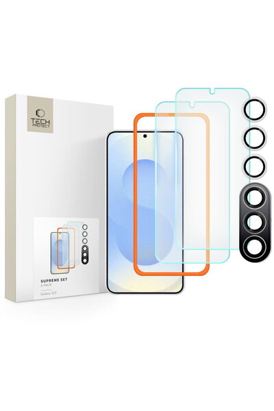 Tech-Protect Set sticlДѓ securizatДѓ Supreme pentru Galaxy S25, pachet 3 bucД...