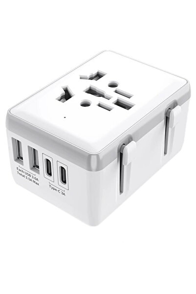 Techsuit Adaptor pentru Priza 15W, 2xUSB-C, 2xUSB, EU, UK, AUS, US - (HHt204A...