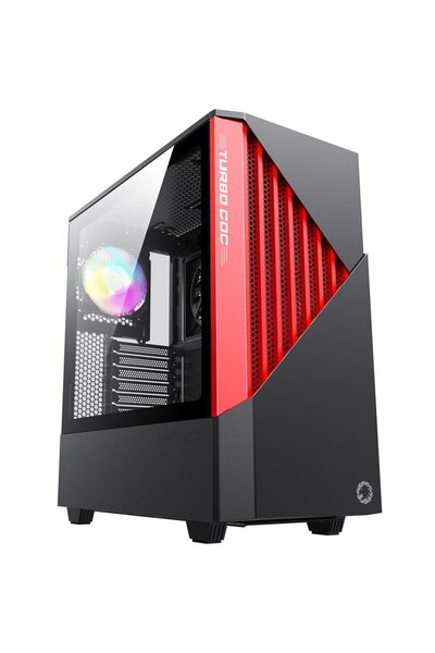 GAMEMAX Carcasa Contac OC, Fara sursa, Negru/Rosu