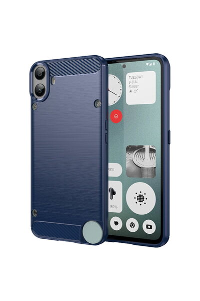 Techsuit Калъф за Nothing CMF Phone 1 - Карбонов силикон - Син