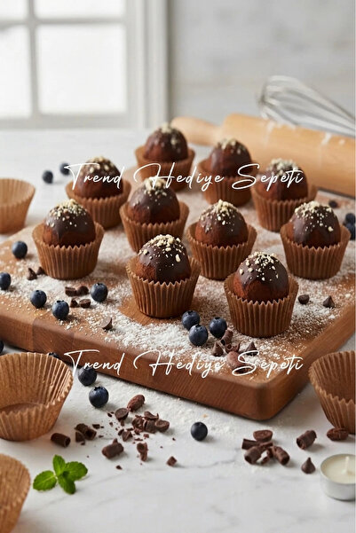 Trend Hediye Sepeti Takribi 100 Adet Mini Boy Kraft Muffin Kek Kalıbı 40x30 M...