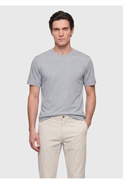 Ramsey Gray Plain Silk Blend T-Shirt