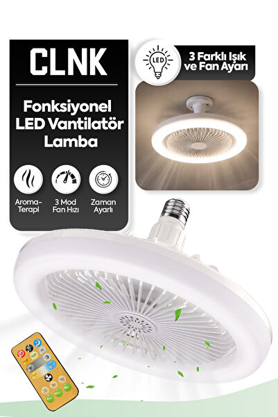 CLNK Pervaneli 3 Kademeli Led Lambalı Fan Tavan Vantilatörü Işık Ve Hız Ayarı...