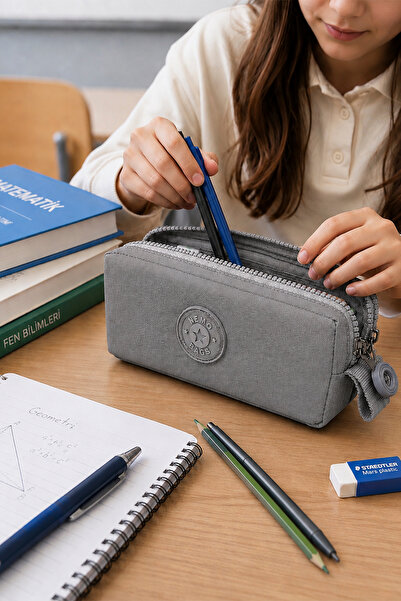 NEMO BAGS Unisex Gray Large Pen Holder with Waterproof Fabric, Double Compart...