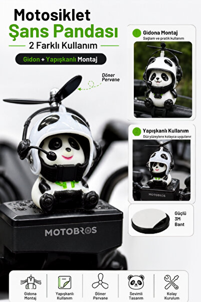 Motobros Motosiklet Bisiklet Aksesuar Şans Pandası Gidona Takılan Ve Yapışabi...