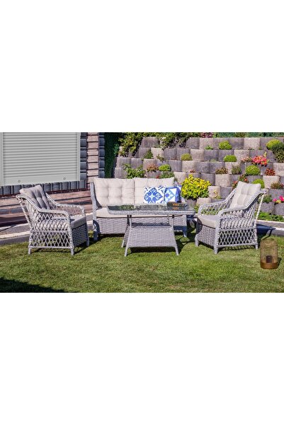KalyonHome Garden Monaco Rattan Bahçe Balkon Mobilyası 2+1+1 ve Masa