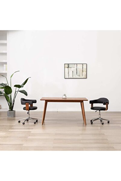 Concept Scaune pivotante de masă, 4 buc., alb, lemn curbat & piele