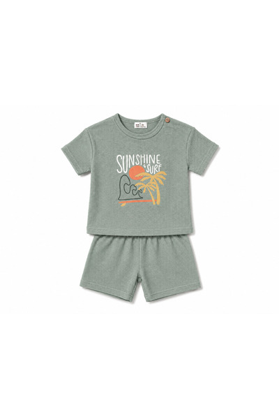 babykugu Unisex Waffle Fabric Children's Bohemian Double Set