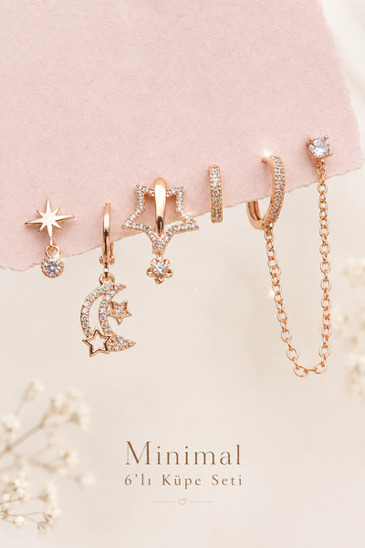 Asymmetrical Star Earrings Set 6 Pieces