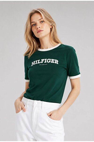 Tommy Hilfiger Monotype Floklu Logolu Tişört