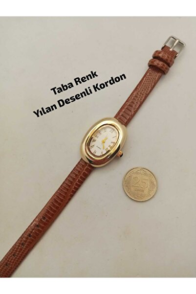 Ricardo New Fashion Design Tan Color Strap Women's Wristwatch, Gold Color Cas...