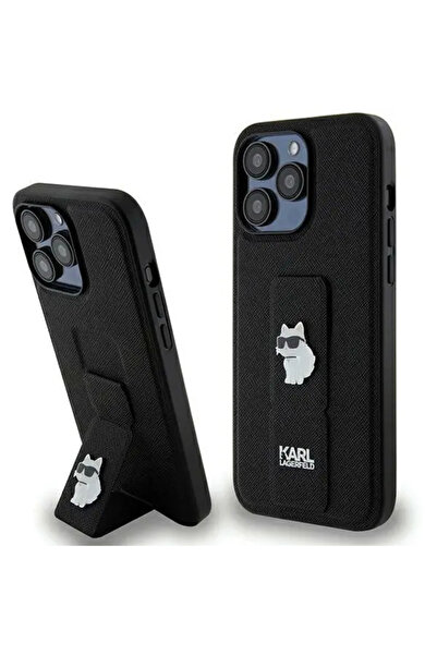 Karl Lagerfeld Gripstand Saffiano Choupette Pins case for iPhone 13 Pro Max -...