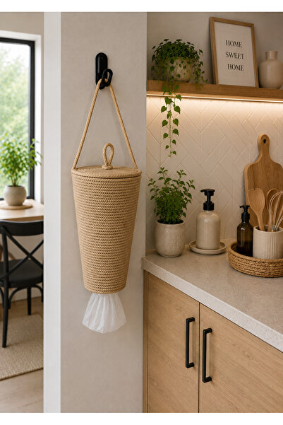 EGE ÖRGÜM Poşetlik Dekoratif Kapaklı Organizer Sepet  30x20 cm