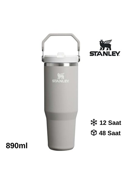 Stanley The IceFlow Flip Straw Pipetli Termos Bardak 0.89 LT Matara GRİ