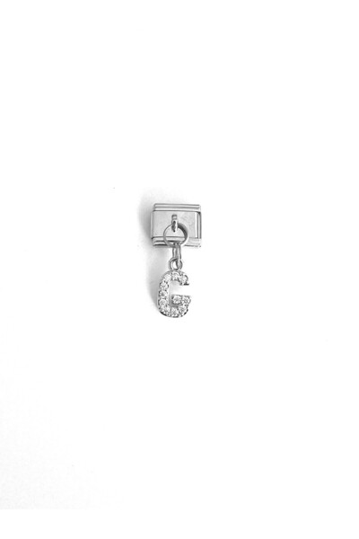 Umrece G Letter Stone Silver Charm