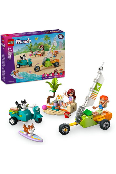 LEGO Friends Aventuri cu căței la surfing și pe scuter 113 piese, 6+ ani