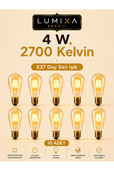 ZMR LUMIXA 4W 2700K RUSTİK AMPUL AMBER 10 ADET