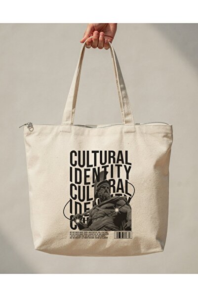 buzagi tasarım ürünleri Cultural Identity Zippered Lined Gusseted Canvas Bag ...