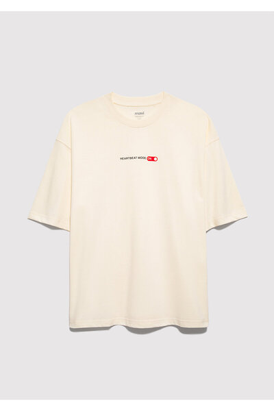 Mavi Heartbeat Mode on Printed Ecru T-Shirt Oversize / Wide Cut 0613254-83043