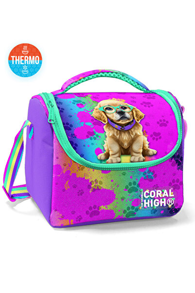Coral High Cutie de prânz termică cu model de câine roz violet 11882