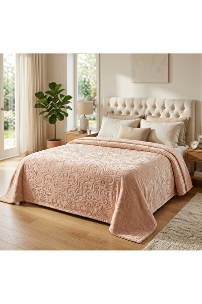 MİNK Sense Luxury Goldvizon King Size Blanket 516 Cappuccino 220x240 &hem Bla...