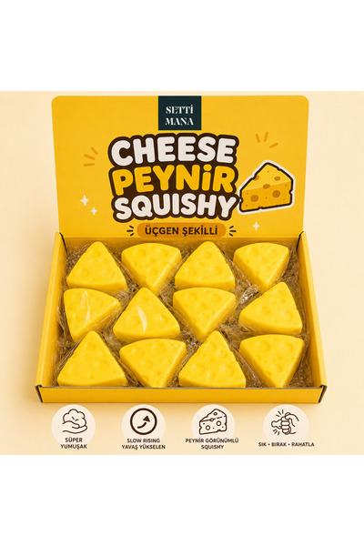 SETTİ MANA Cheese Peynir Squishy | Üçgen Şekilli Slow Rising Stres Oyuncağı |...