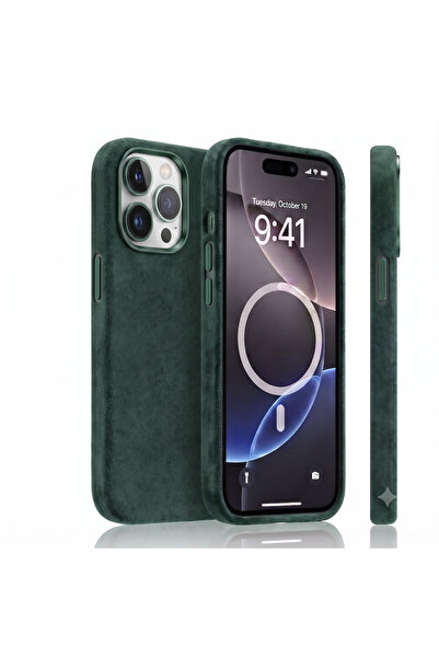 megaMobile Husă de protecție pentru Apple iPhone 16 Pro — Alcantara, MagSafe,...
