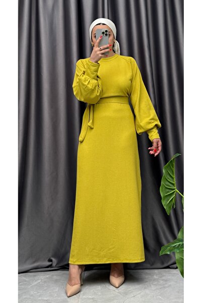 NİSUM MODA فستان ملفوف بحزام
