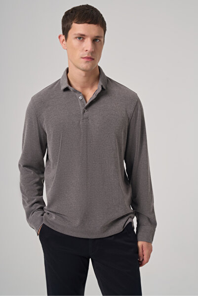 Morven Hanorac pentru bărbați Smoked Trend cu guler polo cu nasturi tricou