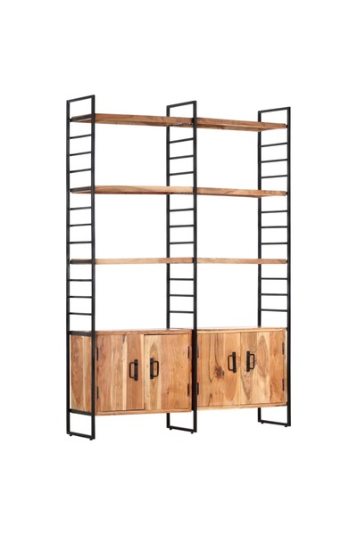 Concept Bibliotecă cu 4 rafturi, 124 x 30 x 180 cm, lemn masiv de acacia