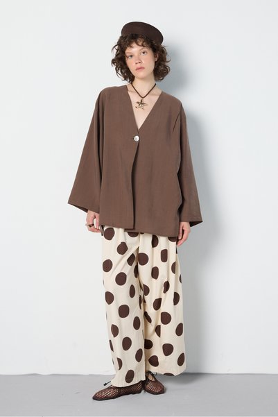 mina aise Women's Brown Premium Fabric Oversize Kimono 31099