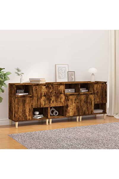 Concept Servante, 3 buc, stejar afumat, 60x35x70 cm, lemn prelucrat