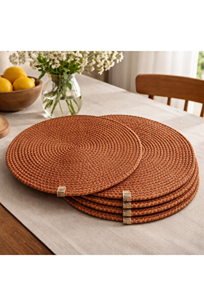 Naspar 4 Pieces Copper Coffee Color Plate Set Modern American Serving, Stylis...
