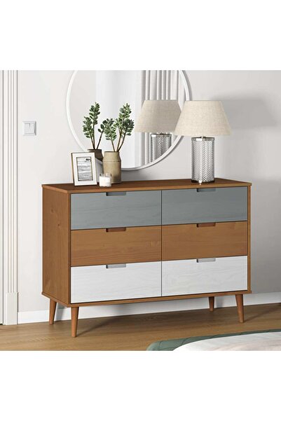 Concept Dulap cu sertar, maro, 113x40x80 cm, lemn masiv de pin
