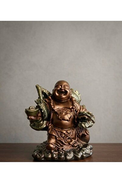 kocaycraft Dekoratif Şans Getiren Gülen Buddha Biblo 15 cm – Polyester Masaüs...