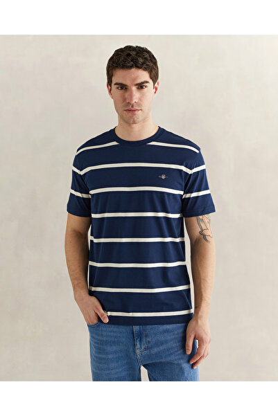 Gant Erkek Lacivert Renk Bloklu Kısa Kollu Logolu T-Shirt