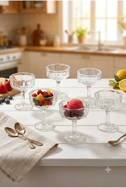 Funny Life Set of 6 Mini Presentation Plates and Dessert Bowls with Glass Feet