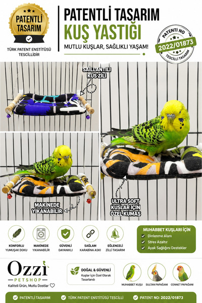 ozzipetshop Muhabbet Kuşu Tünekli Kuş Yatağı Yumuşak Dinlenme Yastığı