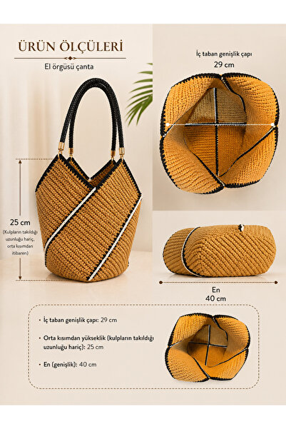 Maser Hand Knitted Tulip Design Shoulder Bag Brown