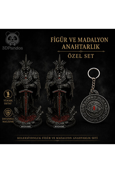 3D 2 Adet Witch King Figür ve 1 adet Barad-Dûr Madalyon Seti | Yüzüklerin Efe...