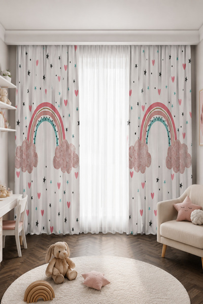 CAPRİCE HALI Cloudy Rainbow Children's Room Background Curtain