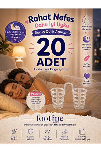 footlıne foot healthly Horlama Önleyici Burun Filesi 20 Adet Burun Içi Siliko...