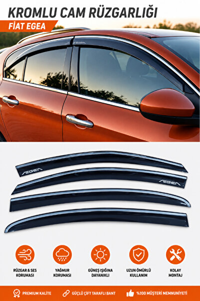 GR-Dizayn FİAT EGEA SEDAN/HATCHBACK/CROSS ÖZEL ÜRETİM KROMLU CAM RÜZGARLIĞI A...